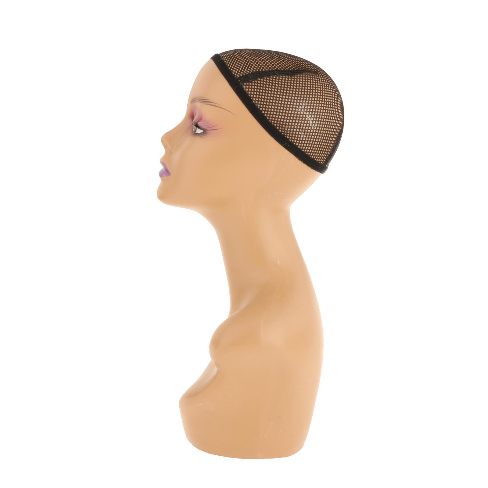 Cabeza de Maniquí de cosmetología femenina, cabeza de muñeca de entrenamiento de peluquería con cuello largo, pelucas y Dispay ideal para hacer, 1 unidad: E