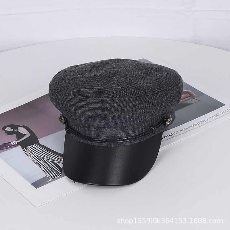 Women Hat Classic Accessories Baker Boy Hat Solid Newsboy Cap Black Cotton Winter Navy Cap Popular Baker Boy Hat: 01