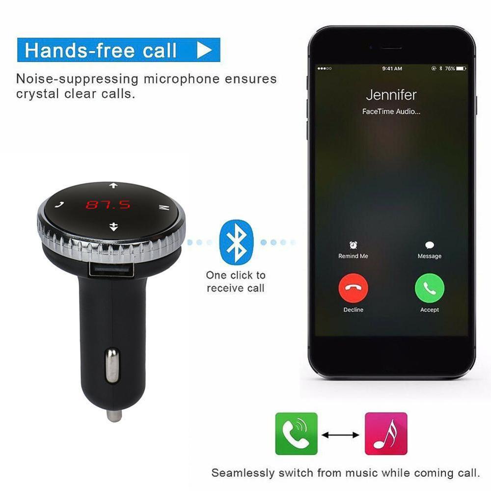 Modulador portátil Kit de reproductor MP3 para auto SD w, transmisor inalámbrico remoto con FM, Bluetooth, micrófono LCD, , T5E4