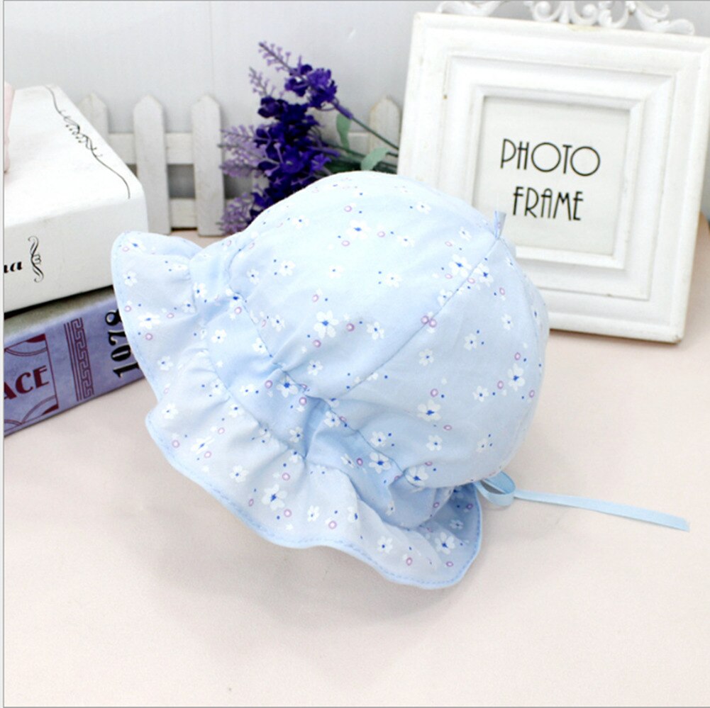 Princess Floral Sun Caps Baby Girl Kids Children Summer Flower Straw Beach Cap Sun Hat: Floral Blue