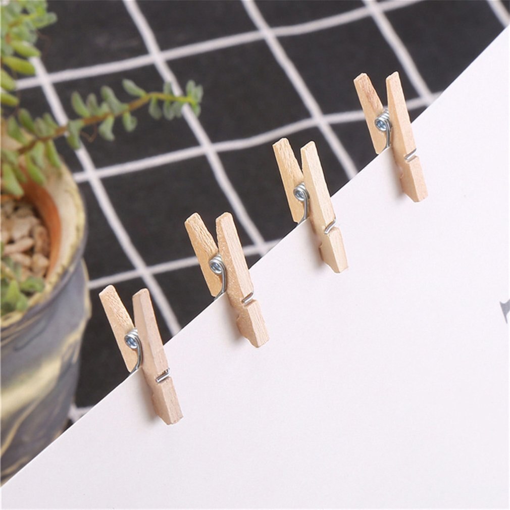 Small Wooden Clip 100 Pcs Wood Clips Small Clips Diy Photo Clips Snack Clips 2.5-3.5-4.5-6Cm Hardwood Clothespins