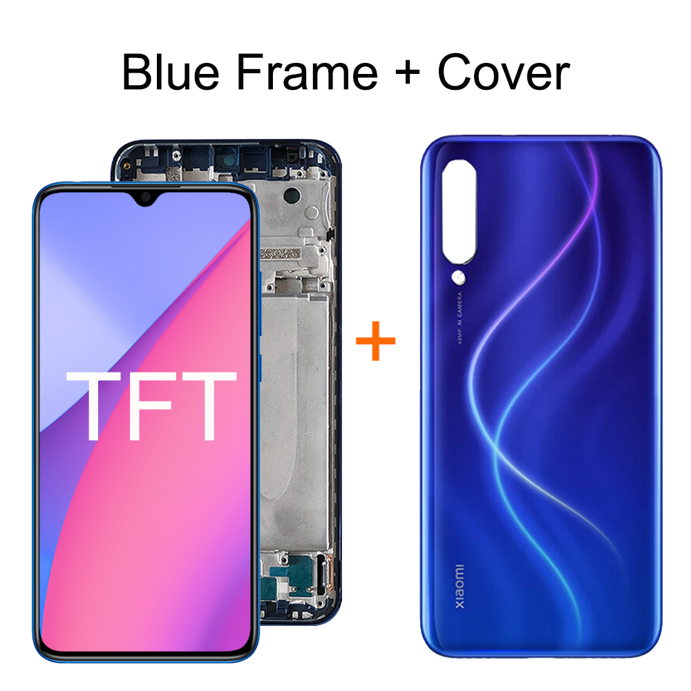 AMOLED for Mi A3 M1906F9SH Display with Frame, for Xiaomi Mi CC9e Lcd Display Touch Screen Digitizer Assembly Replacement CC9E: indigo