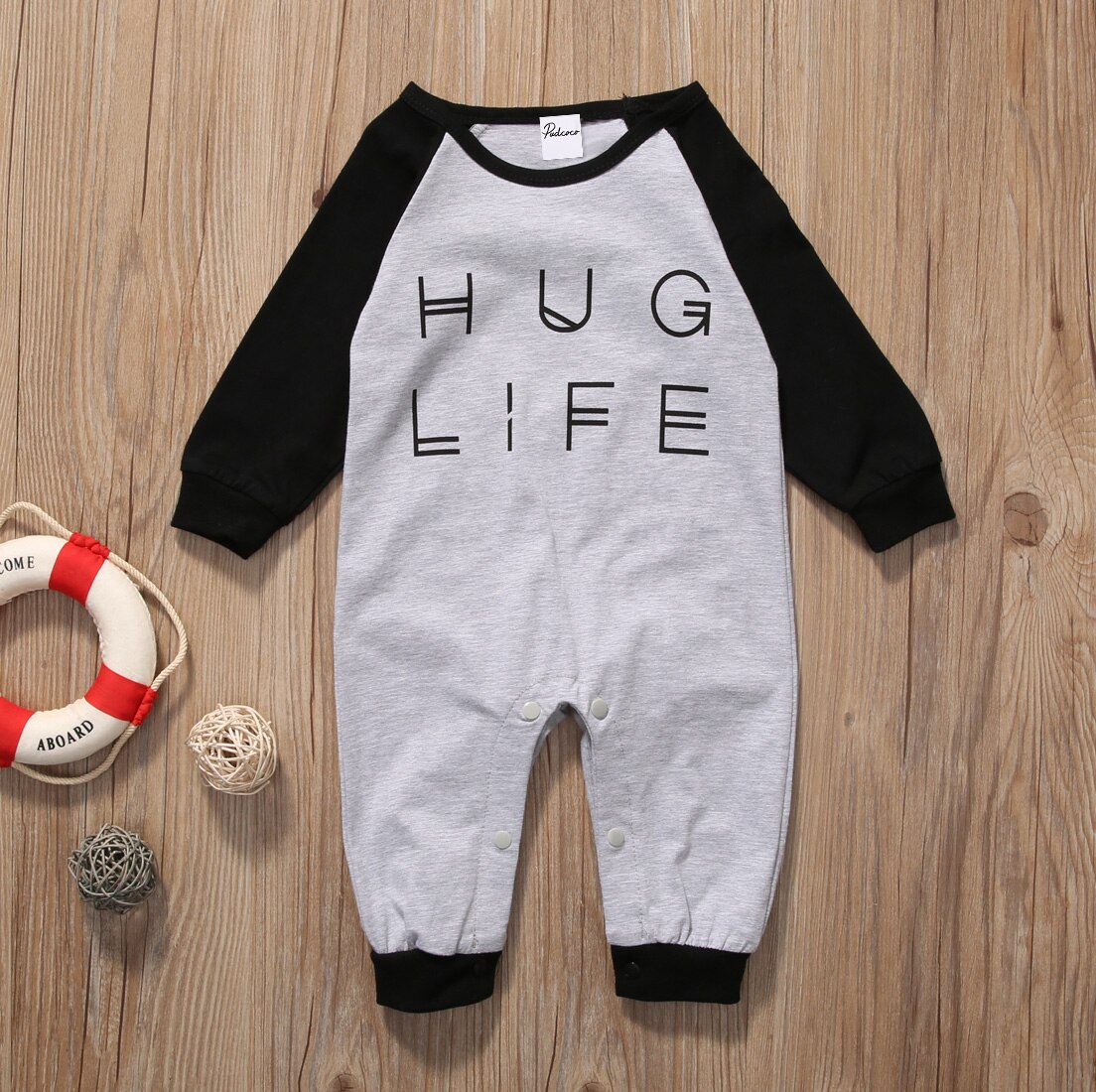 Lange Mouwen "Knuffel Leven" Print Rompertjes Voor Baby Boy