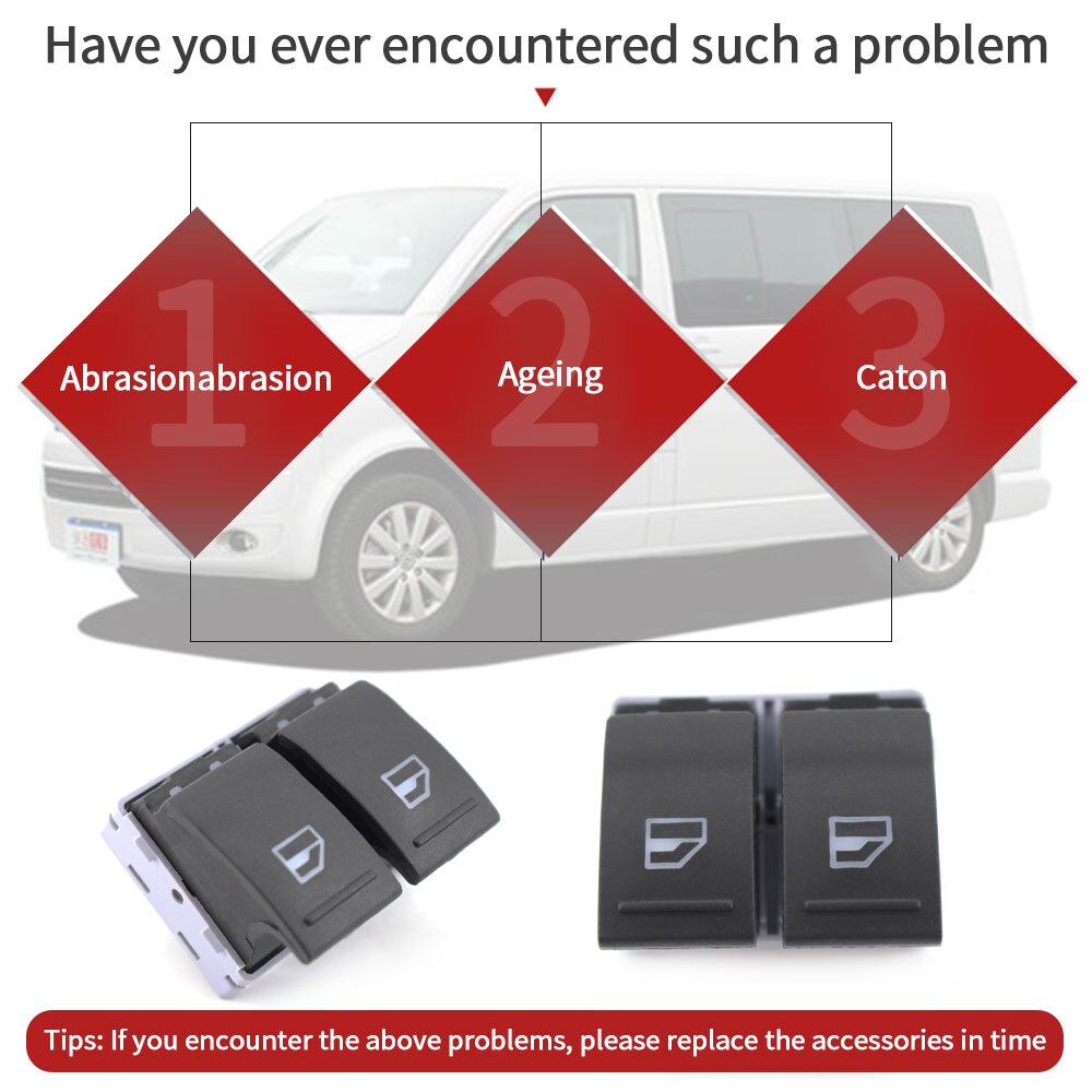 Black Electric Window Switch Driver Side for Multivan Transporter T5 T6 7E0 959 855A