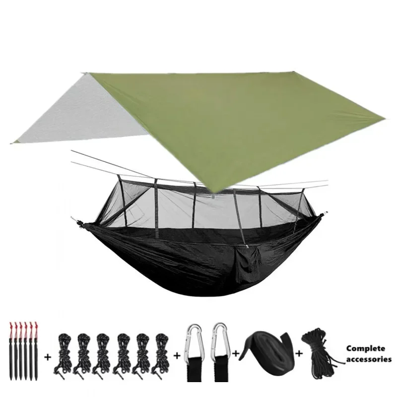Camping Hangmatten En Accessoires, Waaronder Hangmat Met Mesh Regenvlieg Zeildoek Boomriemen Voor Buitengebruik Wandelen Backpacking Reizen: Paars