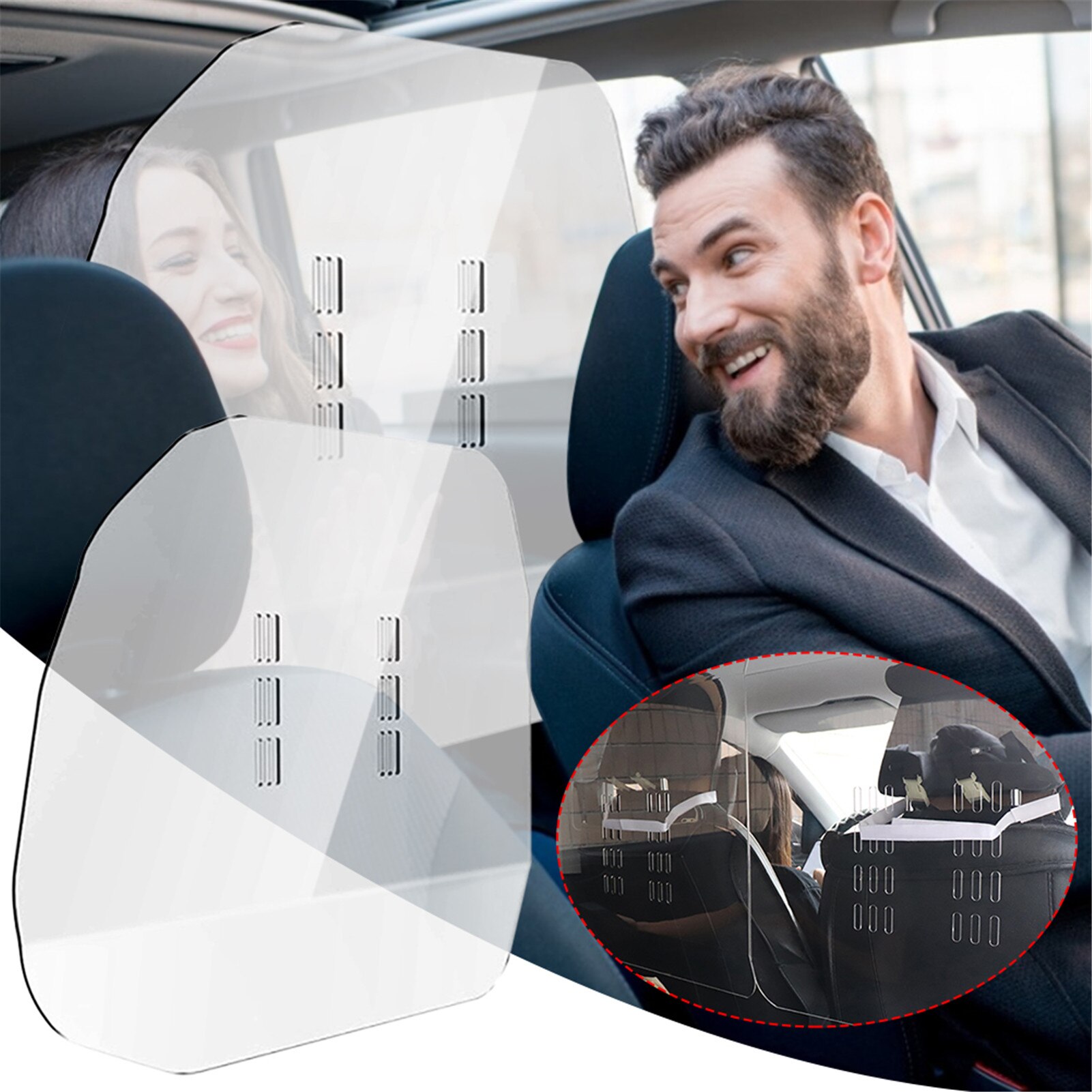 2Pcs Acrylic Car Protective Shield Completely Wrap Transparent Automotive Isolation Film Cover Splash Prevention Partition Board