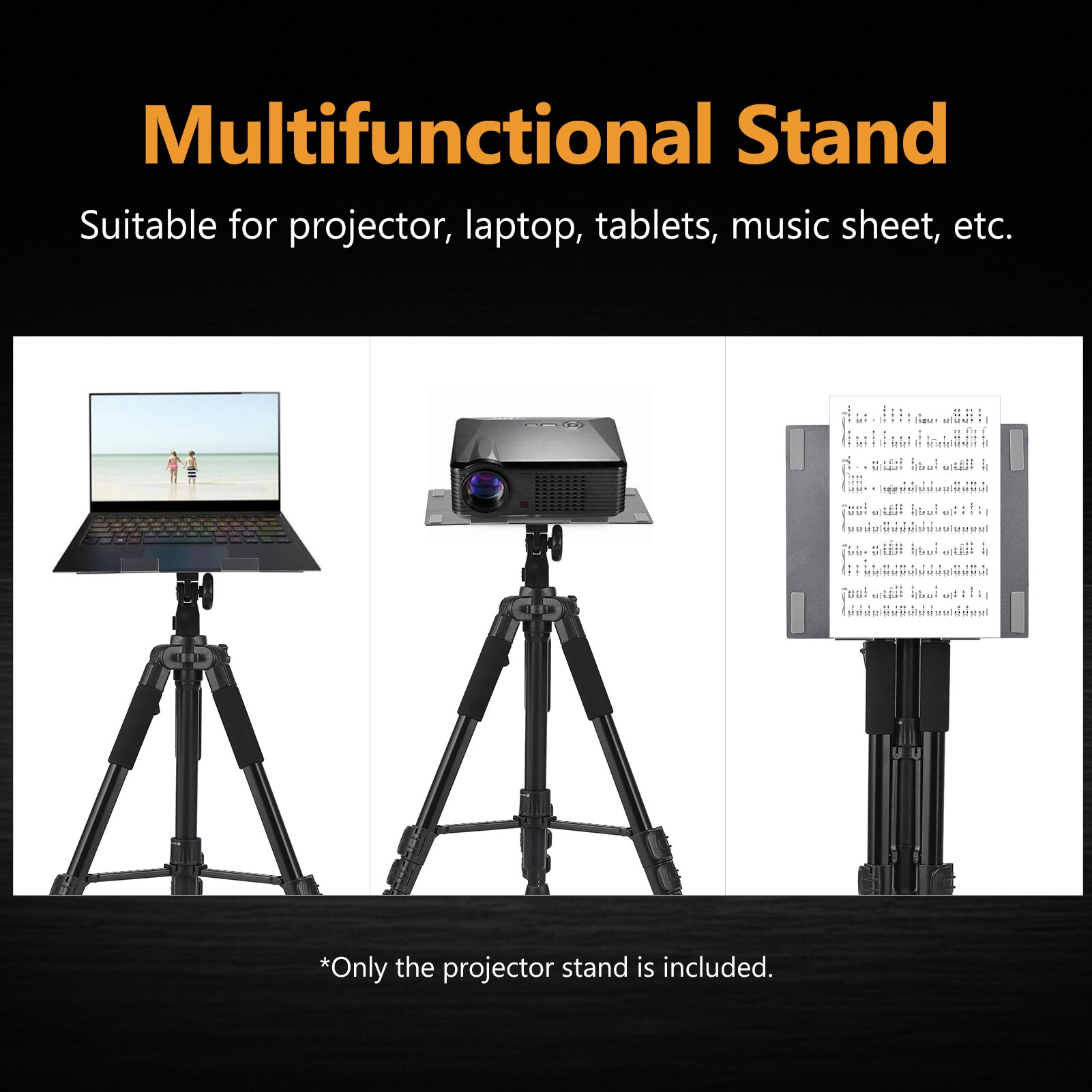 Andoer Projector Stand Tripod Portable Laptop Tripod Stand Adjustable Height 19.6 Inch to 58.6Inch w/ Plate for Projector Laptop