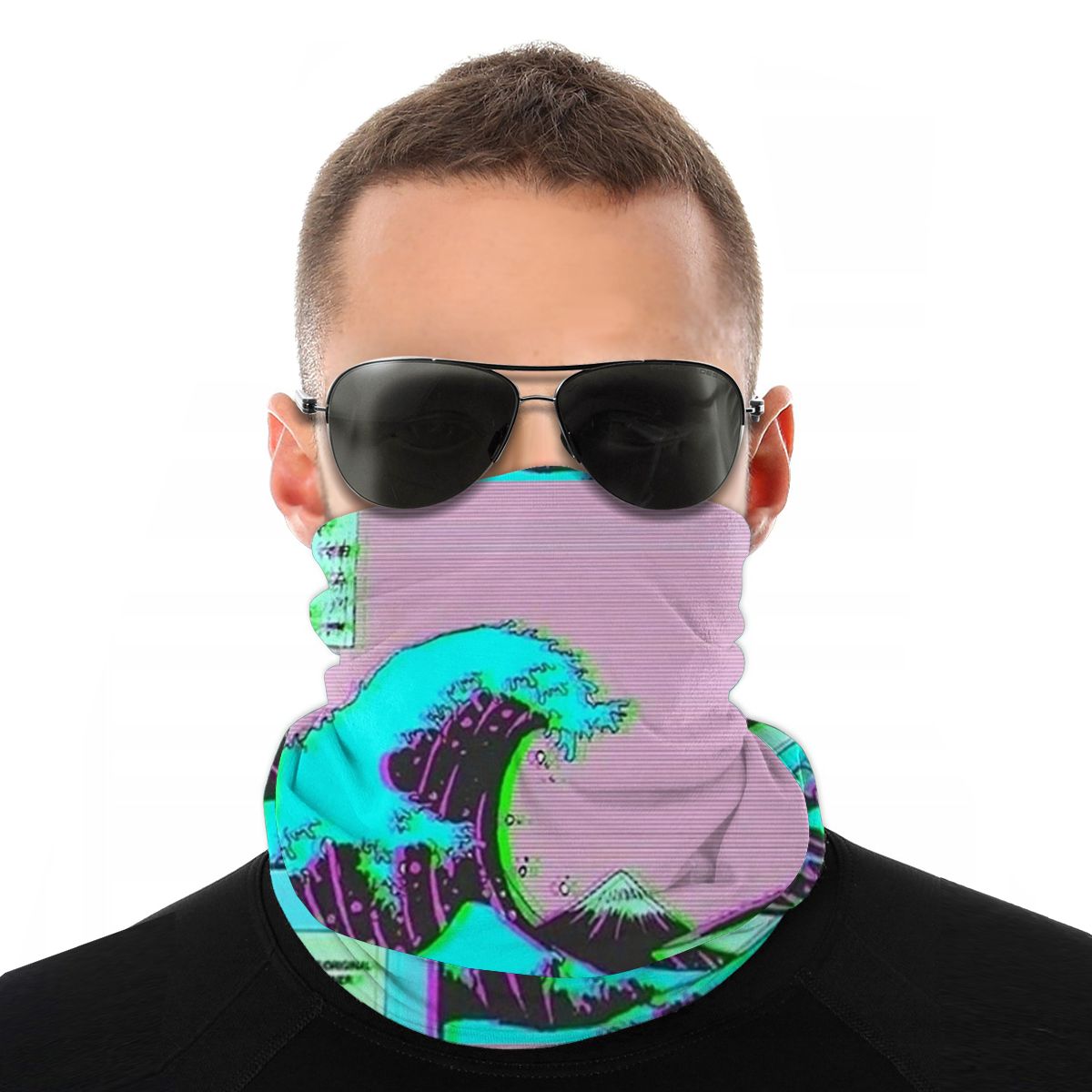 Den store bølge af vaporwave kanagawa mænds magiske tørklæde hals ansigtsovertræk cykel pandebånd kvinder elastisk snood scrunchie: Default Title
