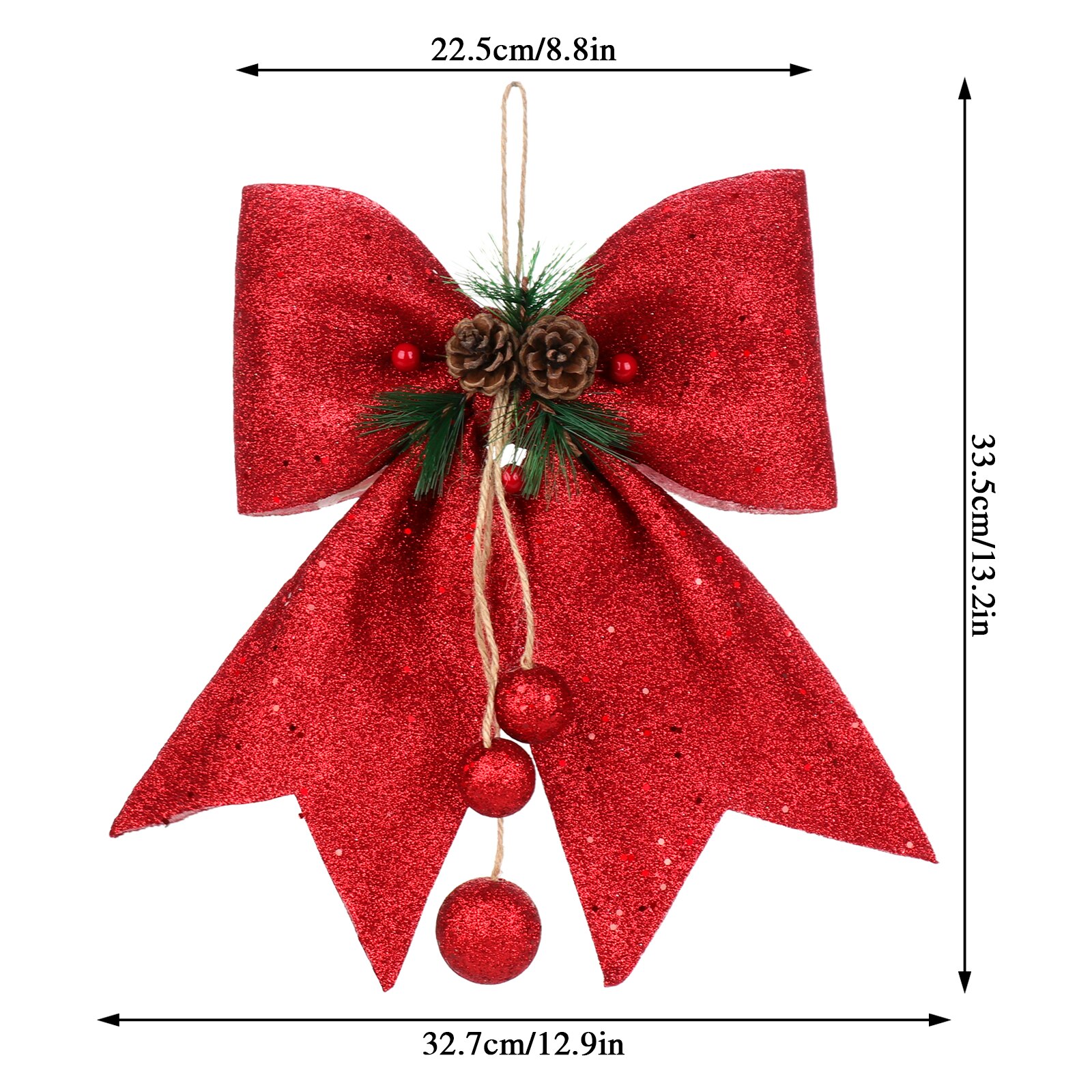 Albero di natale grande fiocco rosso nodo festa di capodanno decorazione di cerimonia nuziale decorazione 25*30cm ornamenti appesi scatola d'oro avvolgimento decorativo