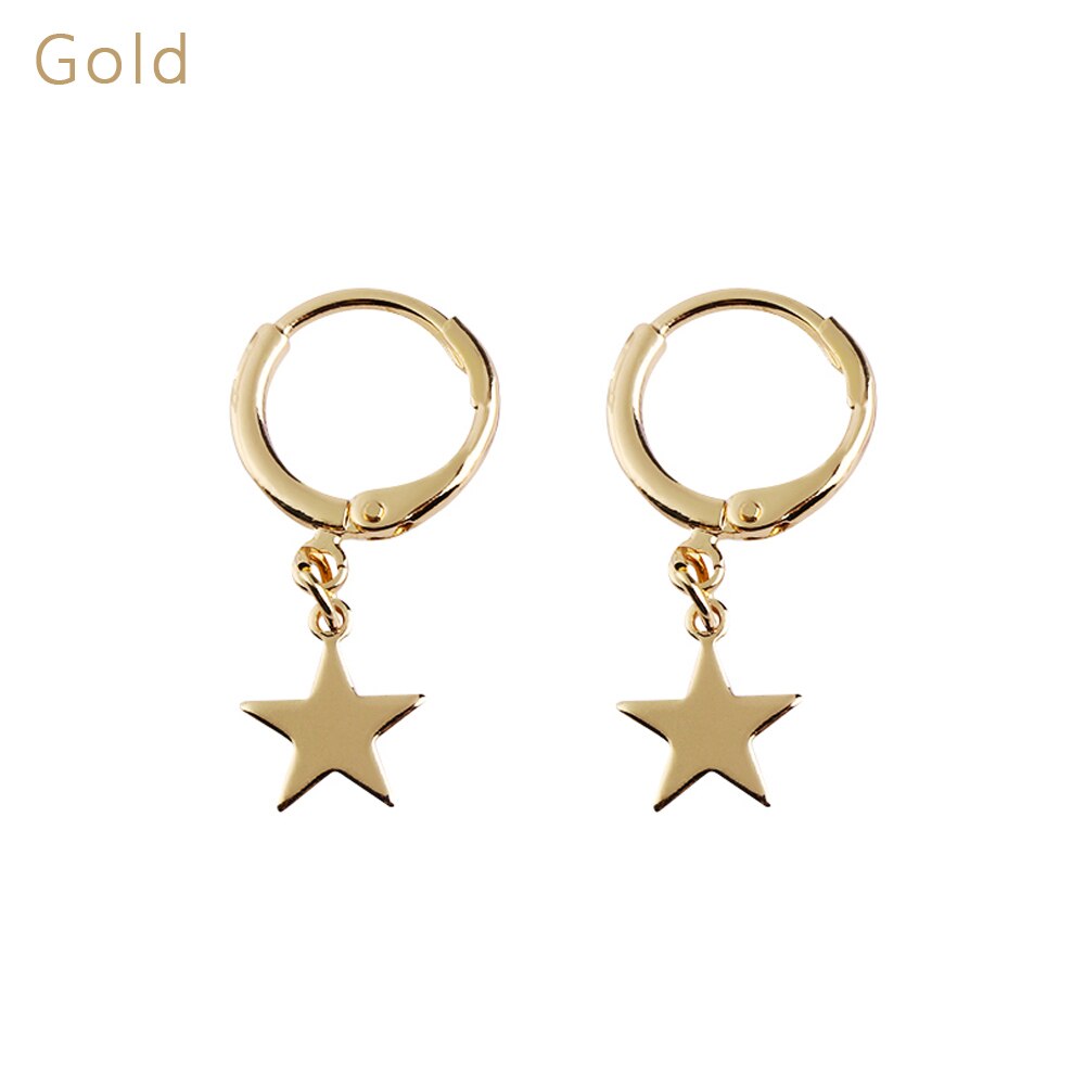 1 Paar Kleine Star Moon Bedels Oorringen Voor Vrouwen Meisjes Oor Piercing Oorbellen Mode Eenvoudige Sieraden Oor Decor: G1