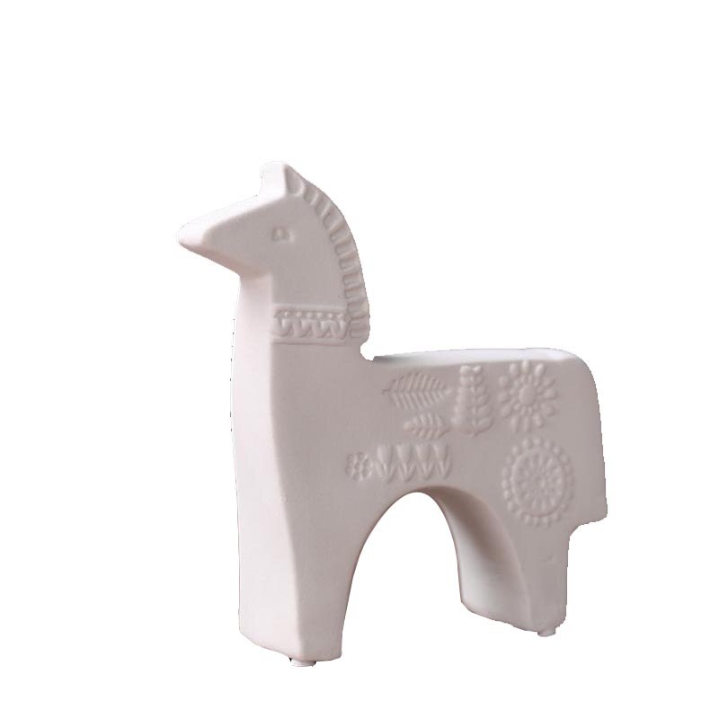Nordisk stil hvid sort keramisk hestefigurer vintage dyrestatuer til boligindretning fe havertilbehør 13cm 20cm