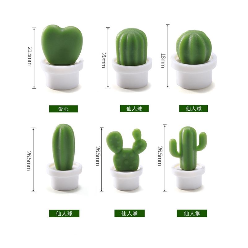6pcs Cute Succulent Plant Message Board And Reminder For Kitchen Refrigerator Magnet Button Cactus Decoration Accessories