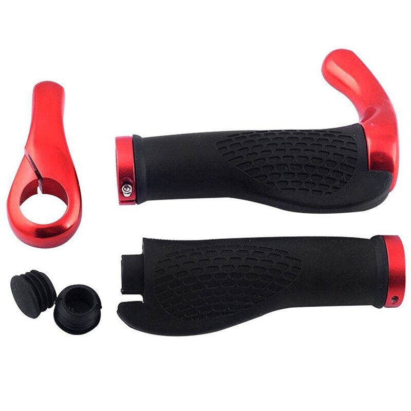 Mountain Bicycle Bike Cycling Lock-On Handlebar Hand Bar End Grips Set-Red