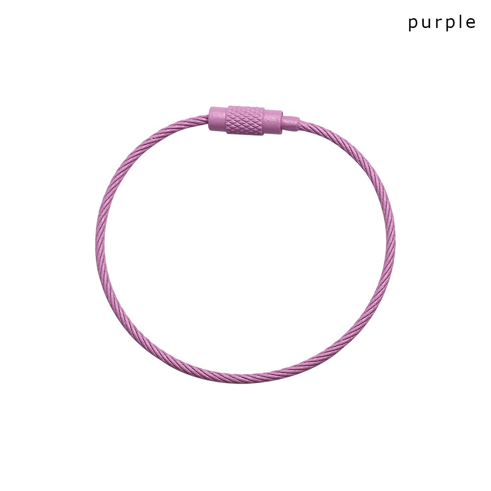 LLavero de alambre de acero inoxidable para escuela, suministros de oficina, herramienta de senderismo al aire libre, nuevos juegos de escritorio, 10 Uds.: purple