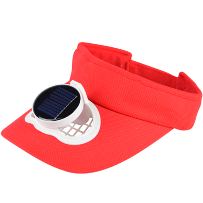 Ventilateur solaire chapeau usb charge grand vent demi casquette été travail en plein air pêche Ventilation refroidissement ventilateur casquette protection solaire: red  02