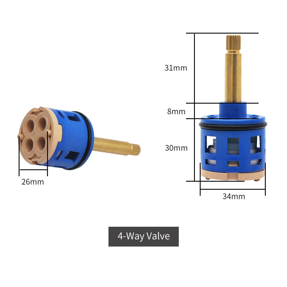 Shower Valve Ceramic Faucet Cartridge 2/3/4/5 Way Shower Valve Diverter Cold & Water Mixer Cartridge Sizes 31/35/44mm: 4way-blue-31mm