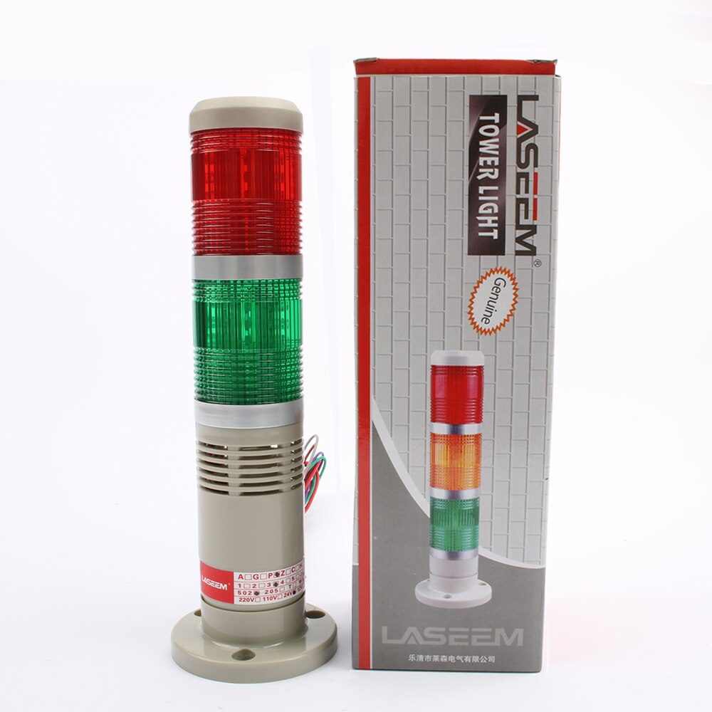 DC 12V/24V AC 110V 220V Industrial Signal Tower Lamp Flash Warning Stack Light LED model Normal Red Green with buzzer
