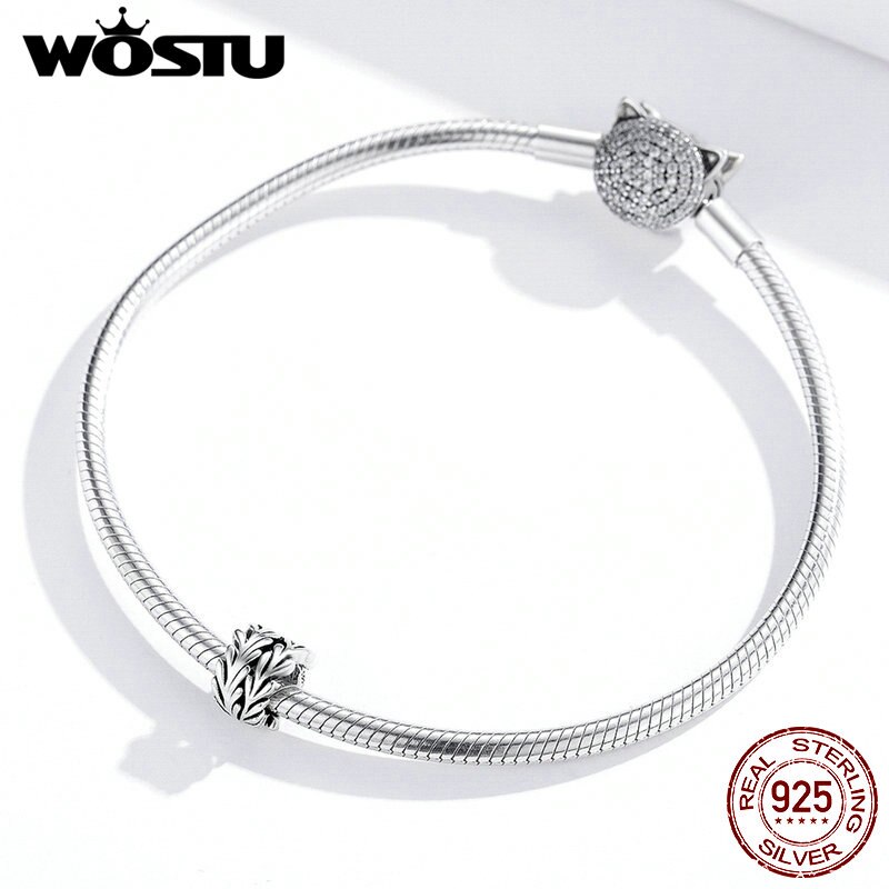 Wostu prata charme 100% 925 prata esterlina oceano algas encantos contas ajuste pulseiras femininas prata 925 jóias fazendo cqc1534