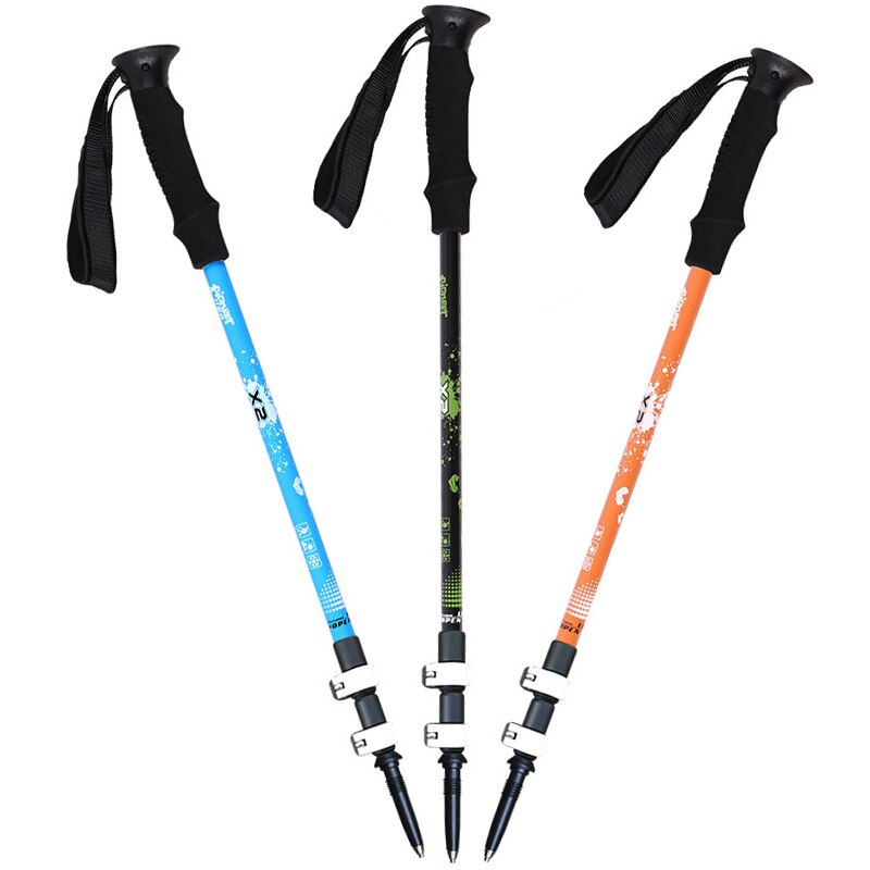Sti trekking staver fottur stokker i svart hvit blå rød oransje godteri farger til utendørs vandring klatring