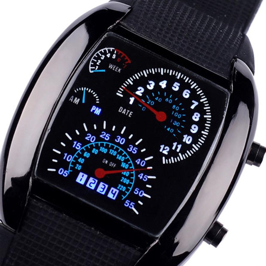 Luchtvaart turbo wijzerplaat flits led liefhebbers horloge heren dames sportwagen meter horloges relogio feminino relogio 50p