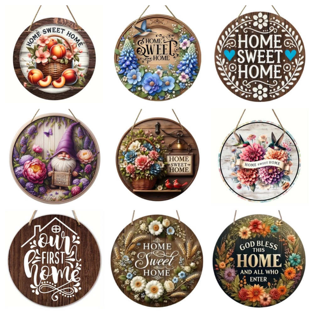 Vintage Home es un dulce letrero circular de madera colgante, adecuado para el hogar, la sala de estar, el jardín, la habitación, la decoración del porche,
