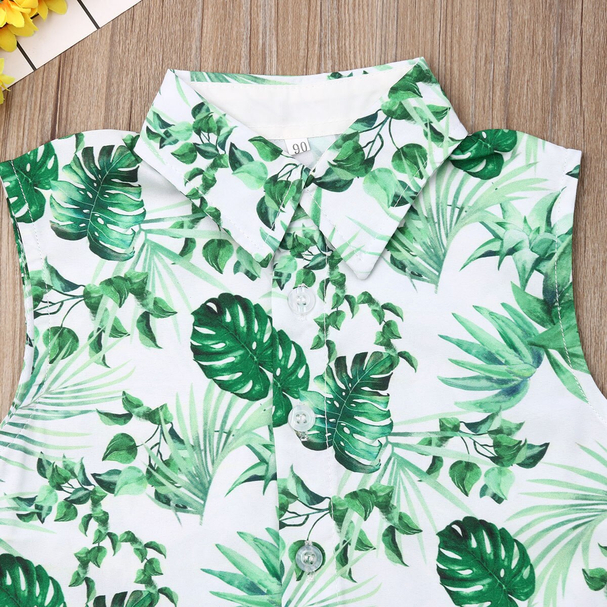 2 stycken småbarn barn pojke kläder set små pojkar ärmlösa tryckta löv linne+korta byxor sommar outfit set