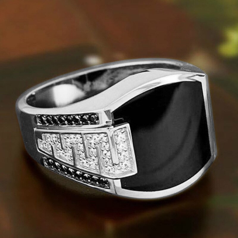 Mannen Klassieke Accessoires Natuurlijke Edelsteen Black Diamond Gold Ring Sieraden Wedding Prachtige Party Engagement
