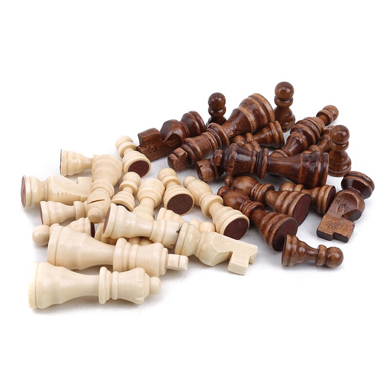 Wooden International Chess Game Set Wood Pieces Without Chessboard Interactive Toy Entertainment Chess Game: 3