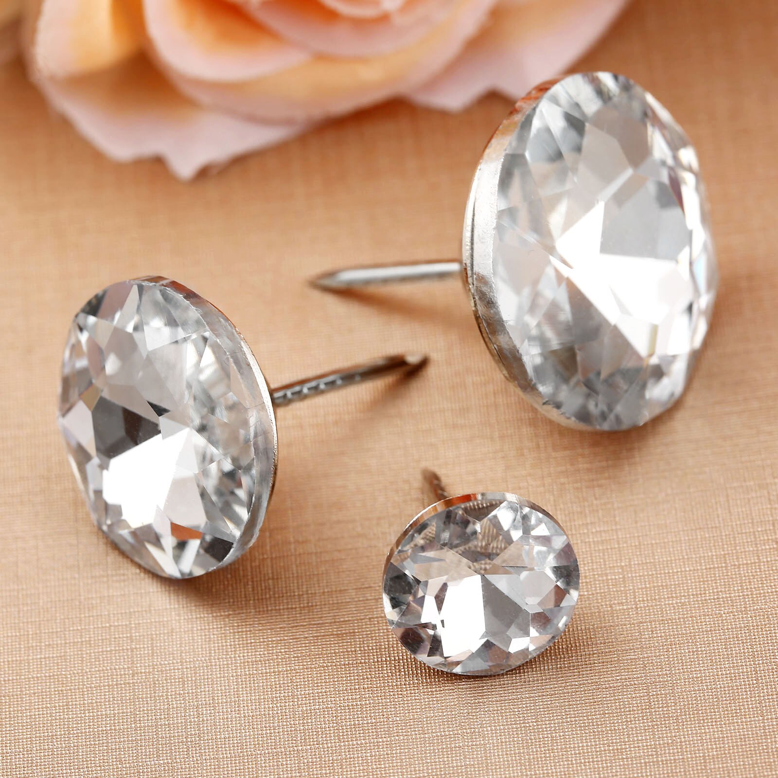 10pcs Diamond Upholstery Buttons Crystal Nail Gem Decorative Tacks Studs 16/25/30mm Craft Handmade Leather Sofa Bag Board