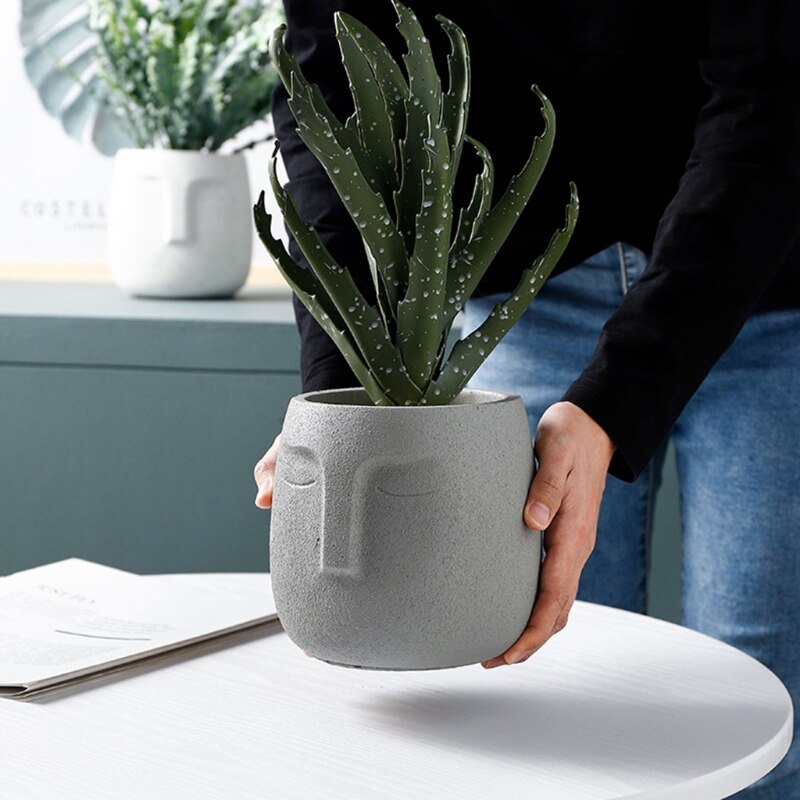 Vase en céramique avec visage humain, Pot de fleurs Zen, plantes vertes succulentes, jardinière, décor de jardin, balcon, maison