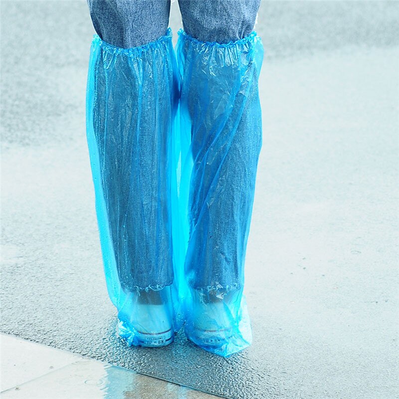 High Tube Disposable Rain Boots Waterproof Rain Shoe Cover Thick Plastic Men and Women Rain Boots Slip Drifting Rainy Days