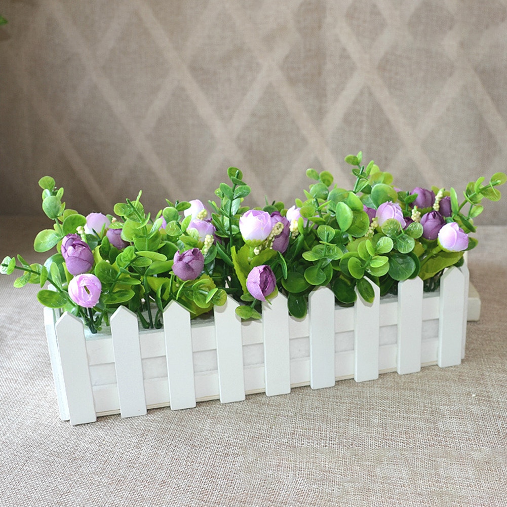 Wooden Flower Pot Fence Plant Basket Container Planter Home Garden Wedding Decor Plant Artificial Flowerpot Fence Decoration