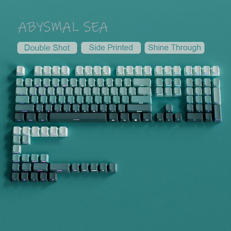 135 Keys Gradient Cyan Keycaps Double Shot PBT Keycap Side Print RGB Backlit Keycap Cherry Profile for MX Switches Keyboards: LIGHT GRAY