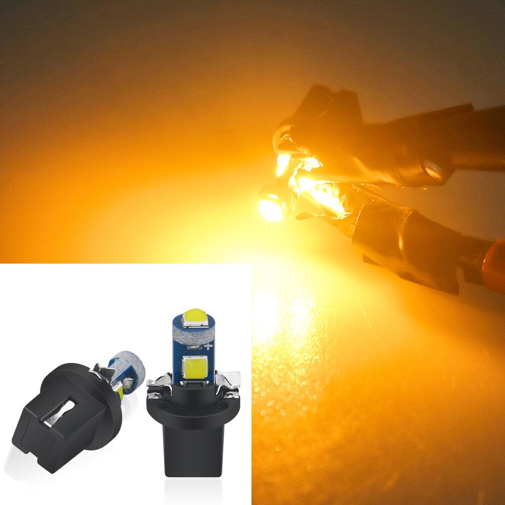 Ampoule led T5 B8.5 B8.5D 3030-3SMD, 20 pièces, indicateur de jauge, lumières intérieur du tableau de bord, lampe latérale, dc 12v: (B8.5)YELLOW