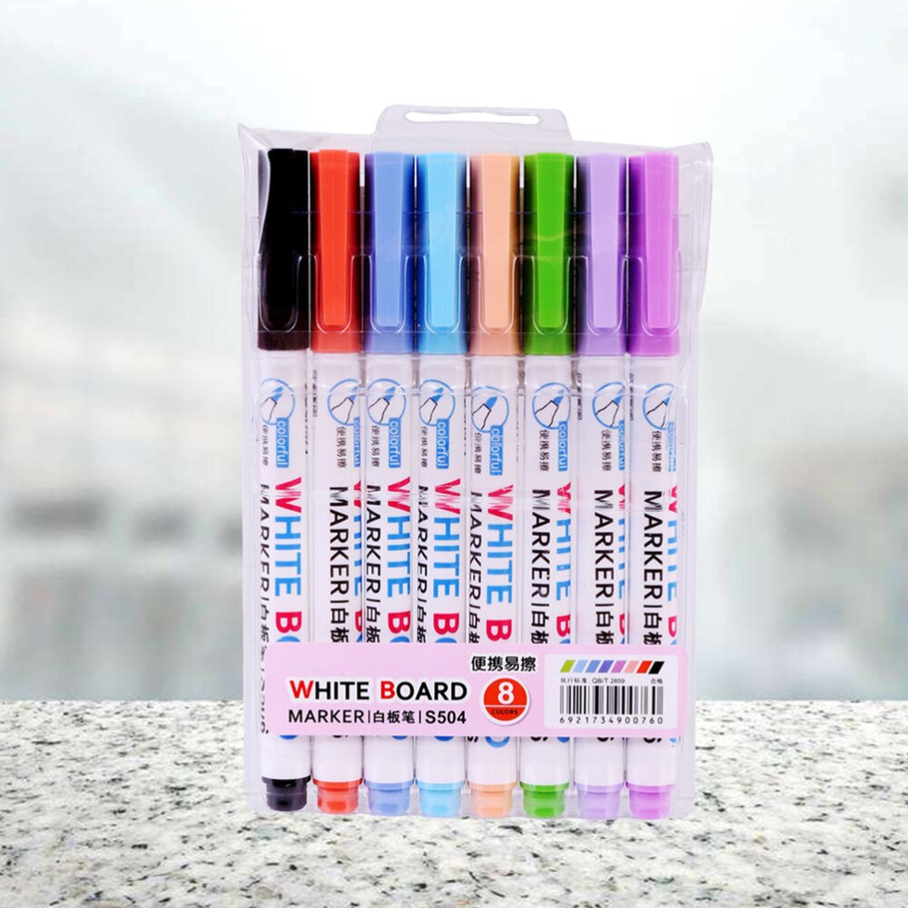8PCS/Set Erasable Marker Pens Whiteboard Pens Writting and Drawing Pens for Whiteboard School Office