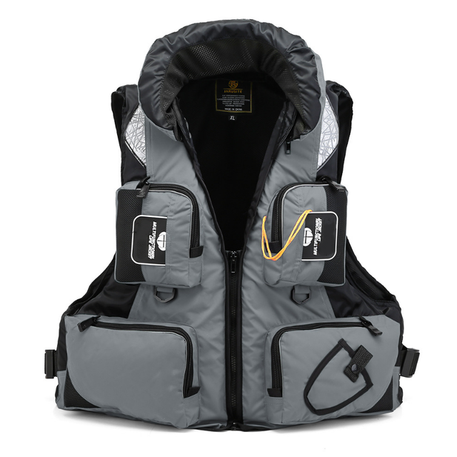 Adult Life Jacket Adjustable Buoyancy Aid Swimming Boating Sailing Fishing Water Sports Safety Life Man Jacket Vest: Gray / XL