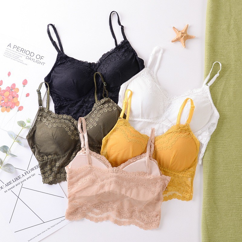 Lace Bra Sexy Bra Beauty Back Bra Detachable Chest Pad Without Steel Ring Sling Wrap Chest Stretch Sport Bra