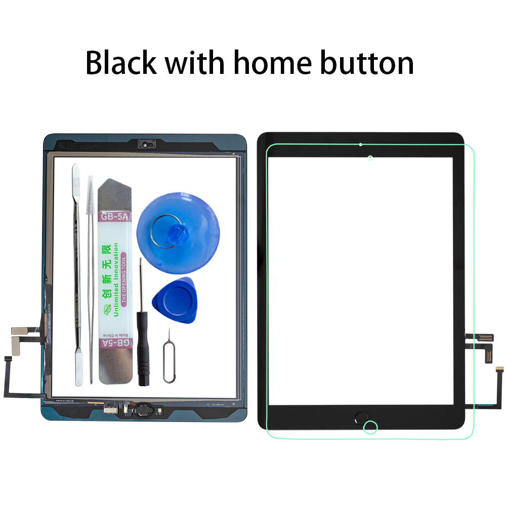 A1822 A1823 Touch Screen For iPad 5th Generation 5 Digitizer Front Glass With home button +cable+Tools+Tempered Glasss