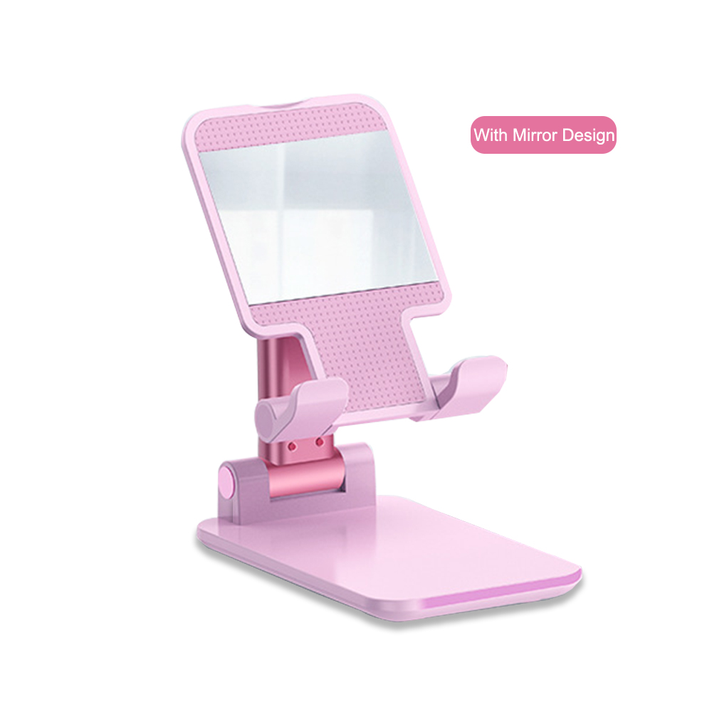 Fully Foldable Tablet Stand Adjustable Desktop Tablet Holder Stand For iPad Samsung Xiaomi Tablet Mount Support 3.5-12.9'' Phone: Pink Foldable
