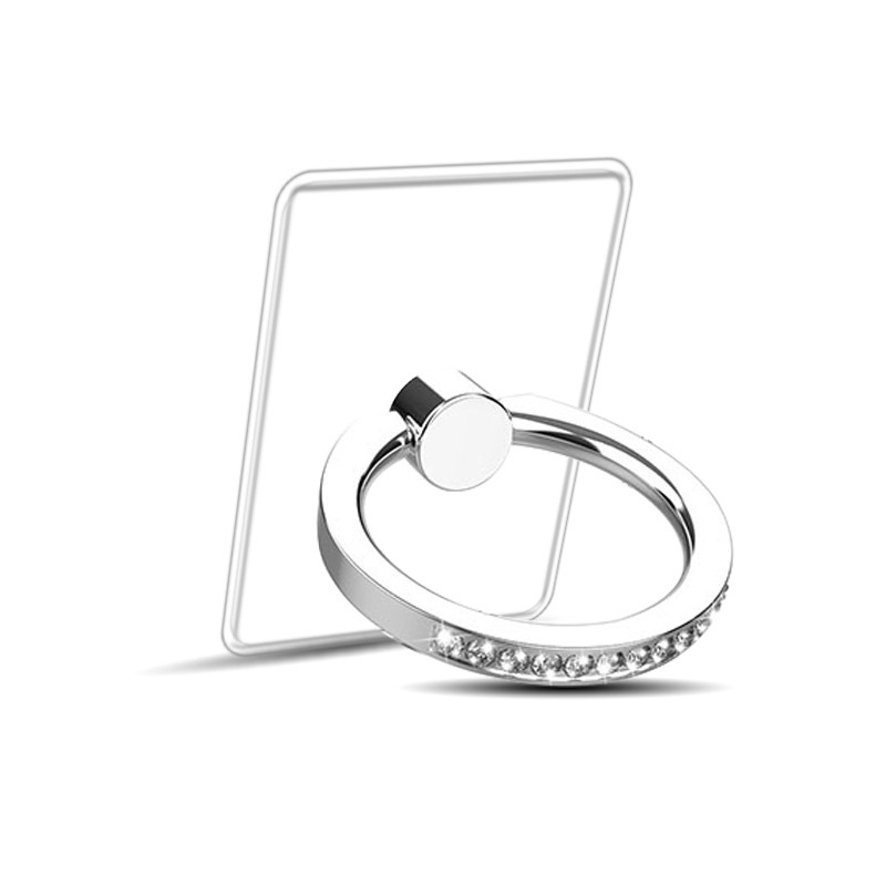 Support de bague de doigt transparent en diamant pour téléphone portable, anneau de support de téléphone, poignée rotative, accessoire de montage: YELLOW
