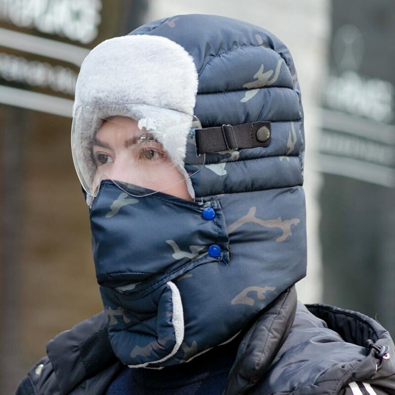 Vrouwen bomber hoed piloten trooper pet heren imitatie kasjmier hoed russische oesjanka oorkleppen petten winter sneeuw ski mutsen: Marine / Veiligheidsbril