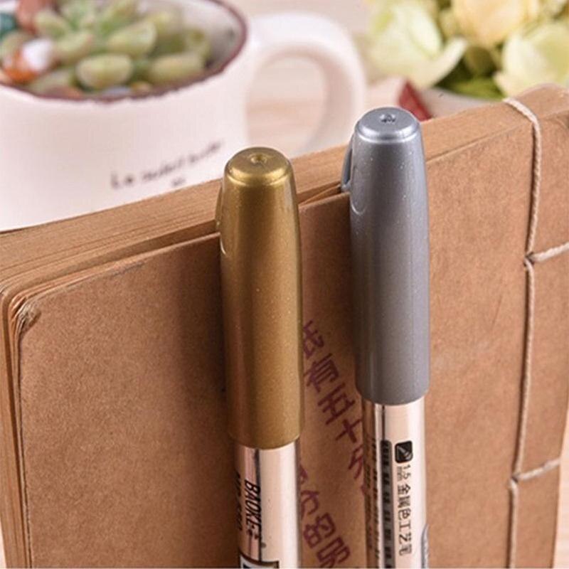 1/2Pcs Signature Marker 1.5mm Gold Silver Craft Pen Water-based Calligraphy Stationery Highlighter Pen Paint Signing Student