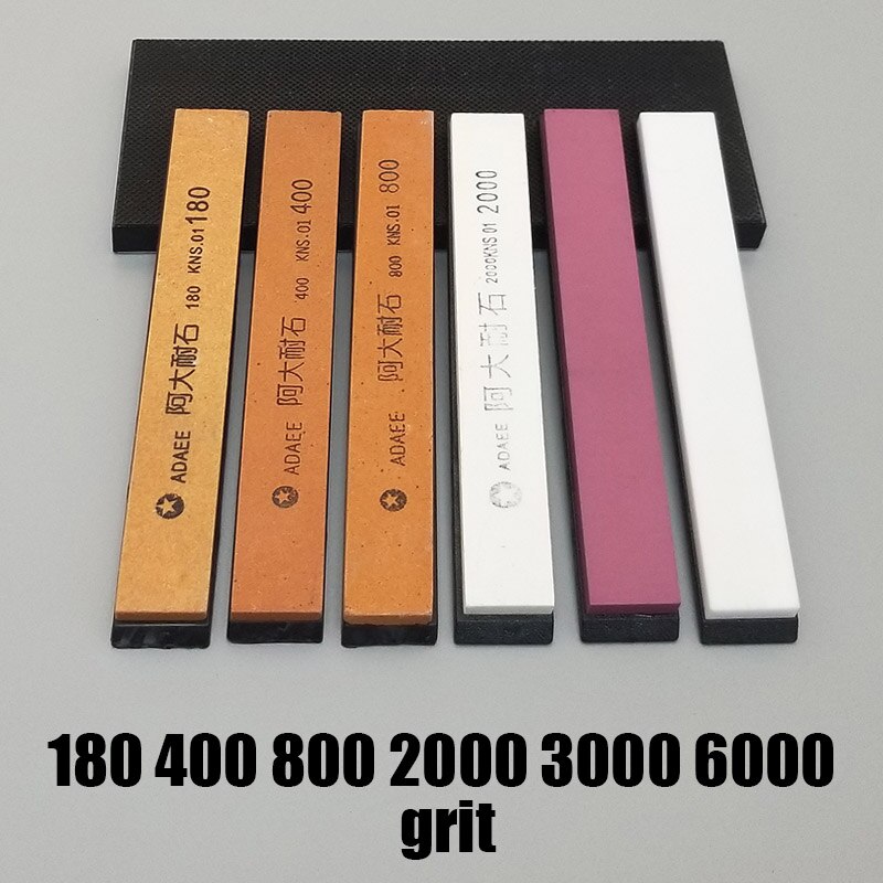 180 400 800 grain fixe angle meule meuleuse pierre à aiguiser polonais hone humide couteau système outil cuisine Abrader moudre pierre aiguiseur: 6 stones -A