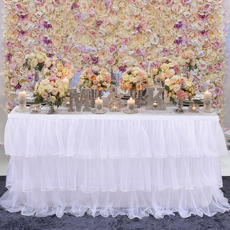 6/9ft Tulle Tutu Table Skirt for Wedding Party Table Decorations 3 Tier Table Skirts Baby Shower Birthday Gender Reveal Decor