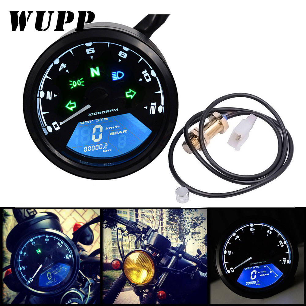 WUPP Motorfiets Meter LED digita lampje Toerenteller Kilometerteller Snelheidsmeter Olie Meter Multifunctionele Met nachtzicht wijzerplaat