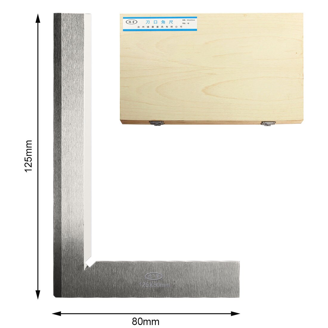 90 Graden Rechte Hoek Heerser Houtbewerking Carbon Staal Hoge Precisie Meetinstrument Precisie Grond Staal Gehard Hoek: 125x80x24mm