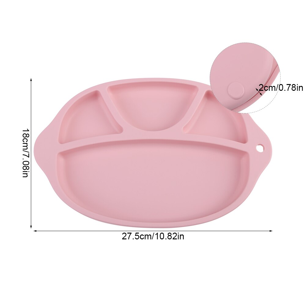 Baby Dishes Smiling Silicone Plate With Suction Cup Strong Sticky Divided Silicone Food Plate Children's Section Feeding Plate: Type C Pink
