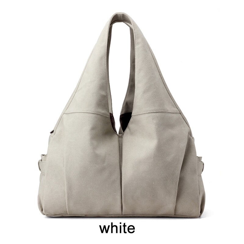 Sacs à main solides dames toile femmes sacs marques célèbres sac à bandoulière pour femme Hobo sac sac à main décontracté femme mignon Totes: WHITE