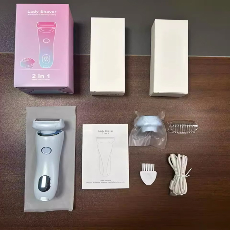 Professioneel 2-in-1 nat droog elektrisch waterdicht scheerapparaat Ontharing Lady Shaver Trimmer voor bikini beenarm onderarmgebied: Sky Blue