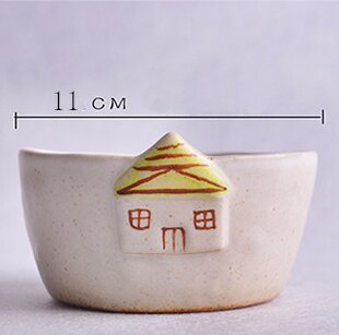 Cartoon Dinner Plate Set Ceramic Kitchen Plate Breakfast Tableware Set Dishes Spoon Desert Rice Nut Salad Noodles Bowl Soup: 004
